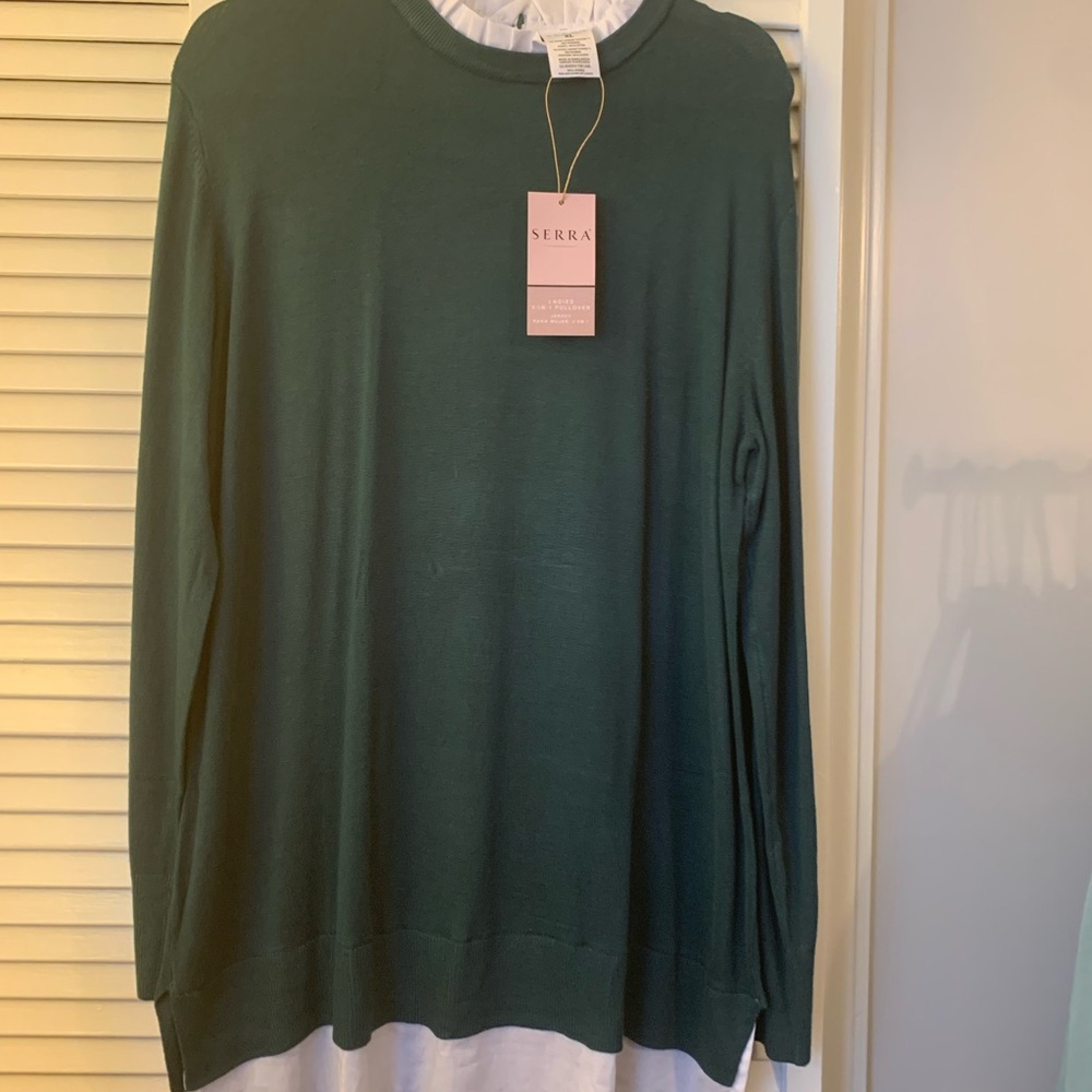 Serra Forest Green Long Sleeve Blouse